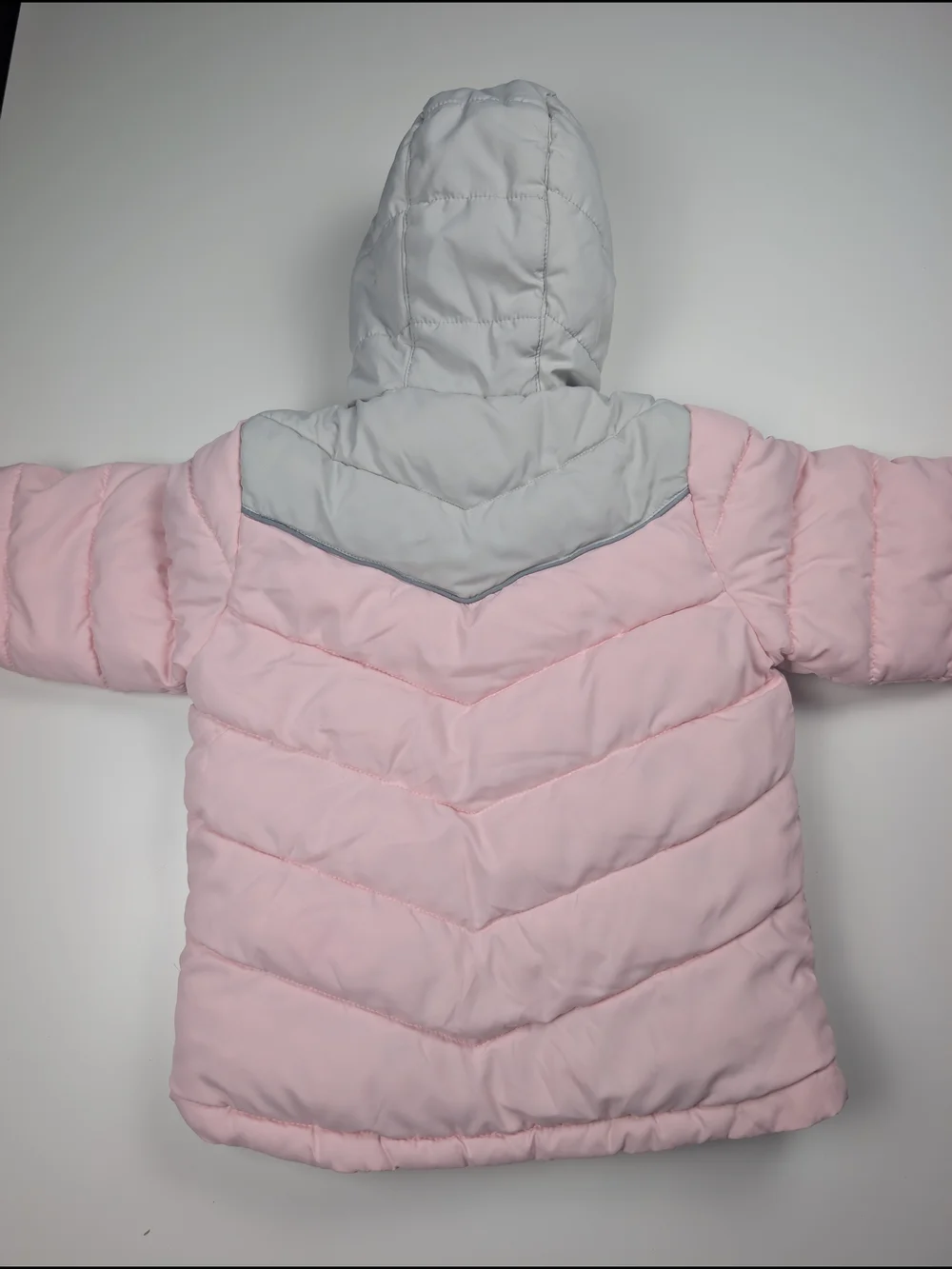 Eddie Bauer Girls Puffer Jacket Pink Gray Sherpa Lined Hooded Sz 5 Excellent